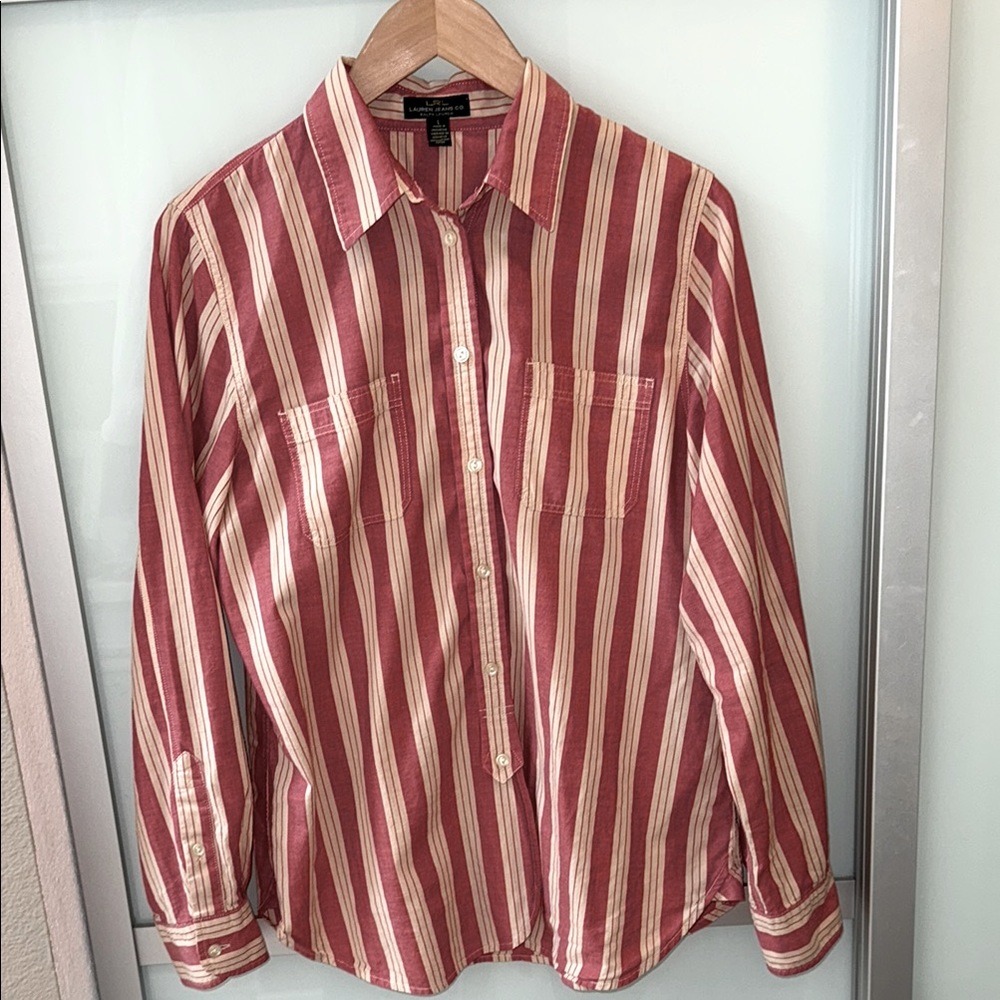 LRL Lauren Jeans Co Red Striped Shirt